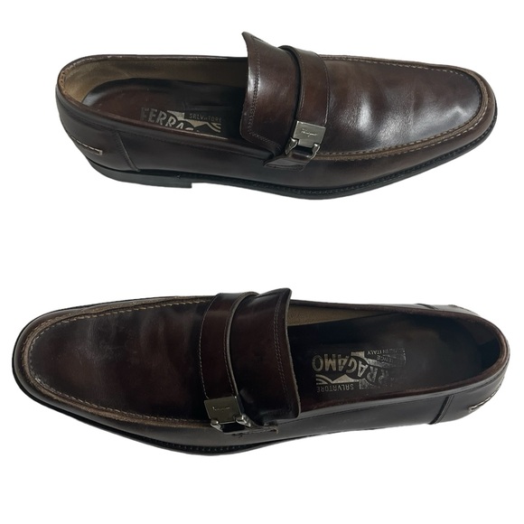 Rare Salvatore Ferragamo Florence Brown Leather Loafers - Italy size 9 - Picture 5 of 15